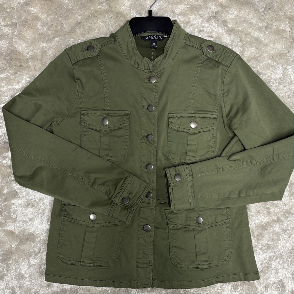 Baccini Functional Utility Military Martini Green Jacket-Cottonblend - Picture 2 of 5